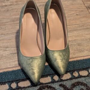 Chic Green Patterned Women's Heels